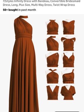 ONE/SIZE and ONE/SIZE PLUS Convertible Multi-Way Maxi Dress in Rust/Burnt Orange